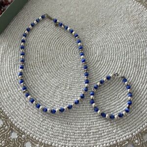 2fer Crystal Blue Beaded Necklace & Bracelet  Wedding Set. “SOMETHING BLUE”  👰🎁